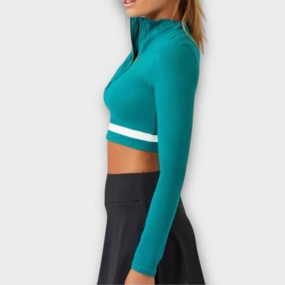 Forever 21 Cropped Full Zip Sweatshirt Jacket in Teal Women’s Size S - Picture 2 of 9